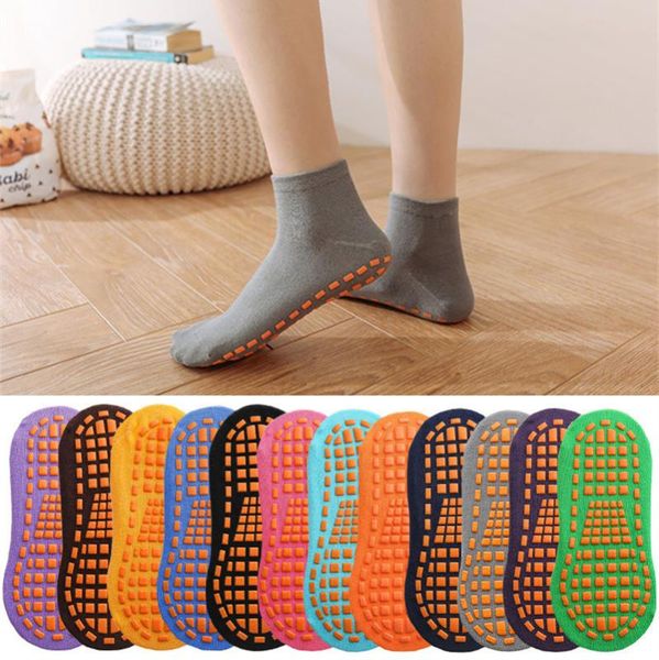 

children trampoline socks for home vacation socks anti-slip floor women cotton yoga foot massage, Black