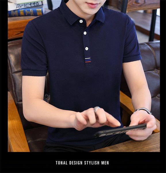 

men's polo shirt short-sleeved 2020 new style fahion men's summer new casual solid polo tees 4 colors m-4xl, White;black