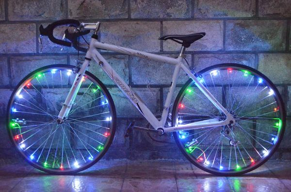 

bike lights waterproof 20 leds bicycle cycling rim led wheel spoke light 2.2m string wire lamp 6 colors