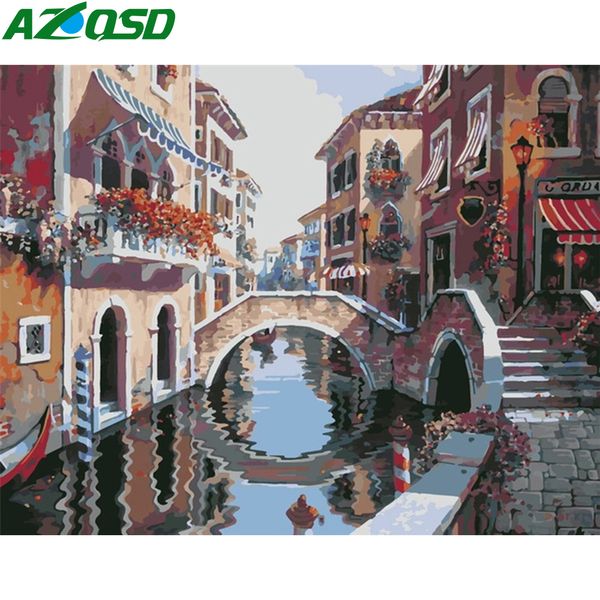 

azqsd unframe картины чисел абстрактного пейзаж расписанных подарки diy раскраска by numbers canvas town украшение дом