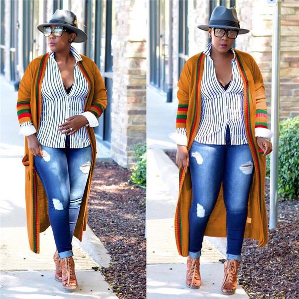 

stripe long womens ribbon plus size spring ladies designer cardigan coats female clothing womens designer outerwear, Black