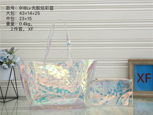 

2020 new 2 piece set transparent tote clutch handbag shoulder bags messenger women shopping bag lv louis vuitton