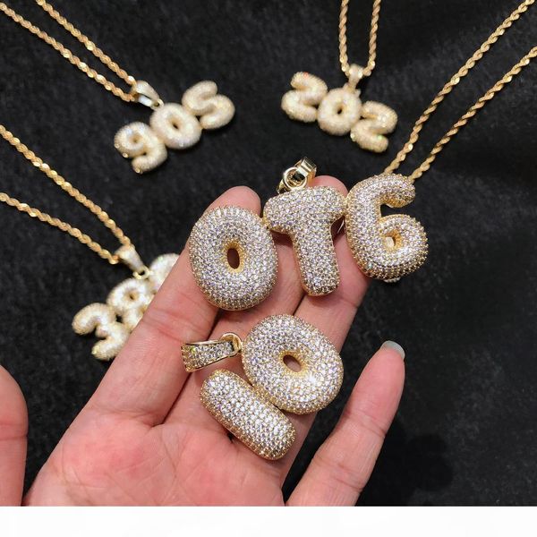 

custom name bubble letters pendants necklaces men's zircon hip hop jewelry with 3mm gold silver rope chain