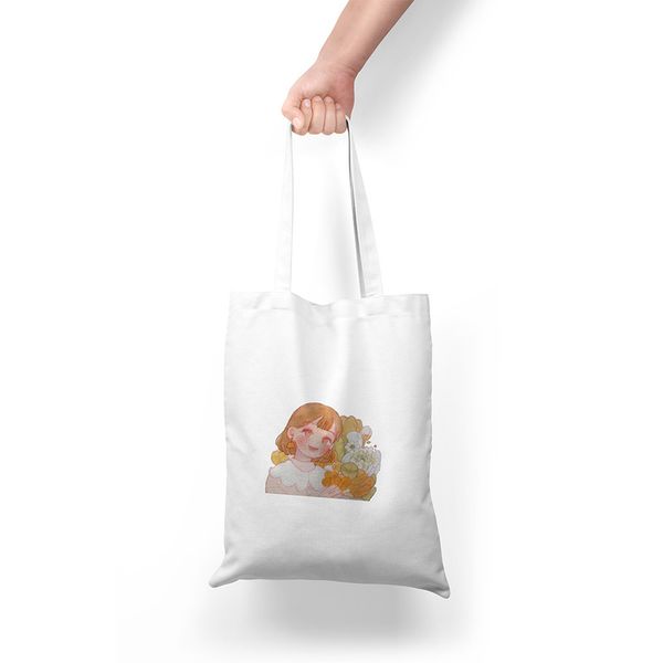 

fashion cartoon girl flower printing women's handbag canvas women shoulder bag lovely shopping bag handbag girls gift