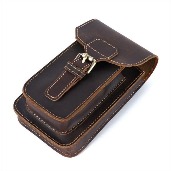 

moterm genuine leather waist bag small hook fanny pack pouch bag for men vintage travel waist pack male small waist bag