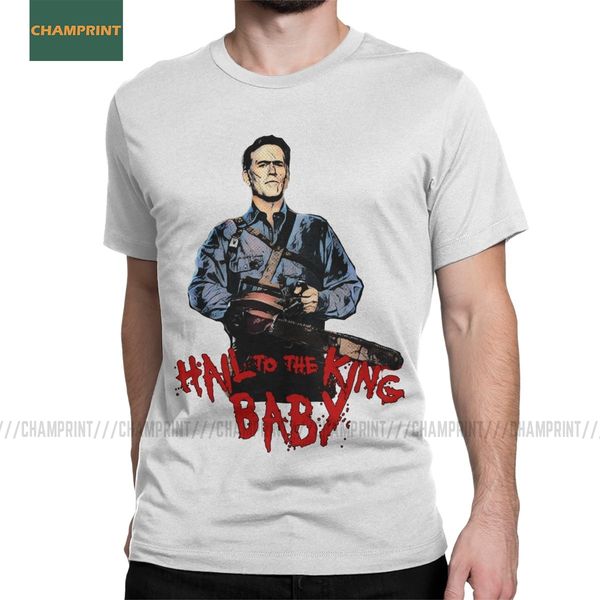 

да здравствует король малышки зловещие мертвецы мужские футболки horror sam некрономикон groovy тройники с коротким рукавом футболки хлопок