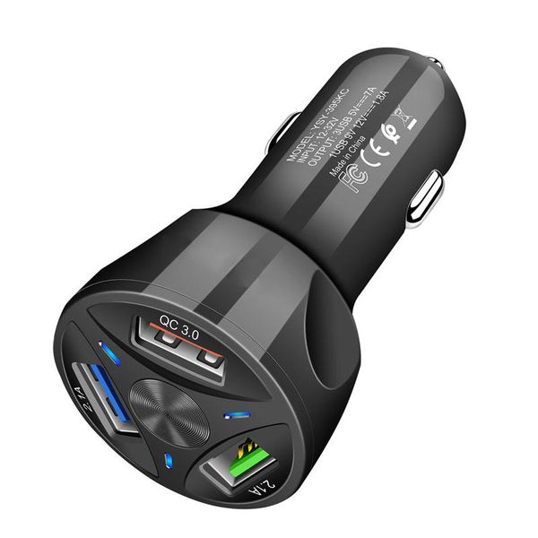 

car usb charger adapter quick charge qc3.0 universal 3a fast charging 3 ports cell phone chargers for samsung s10 iphone 11 8