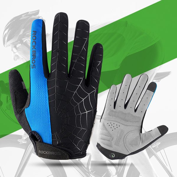

touch screen gloves padded cycling full finger gloves windproof breathable anti-uv road bike mountain biking racing gloves sports guard, Black