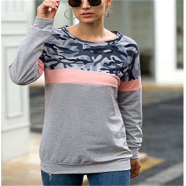 

2020 autumn new pullover pulloverpulloverpullover sweater women's camouflage leopard print stitching round neck long sleeve eom1y eo, Black