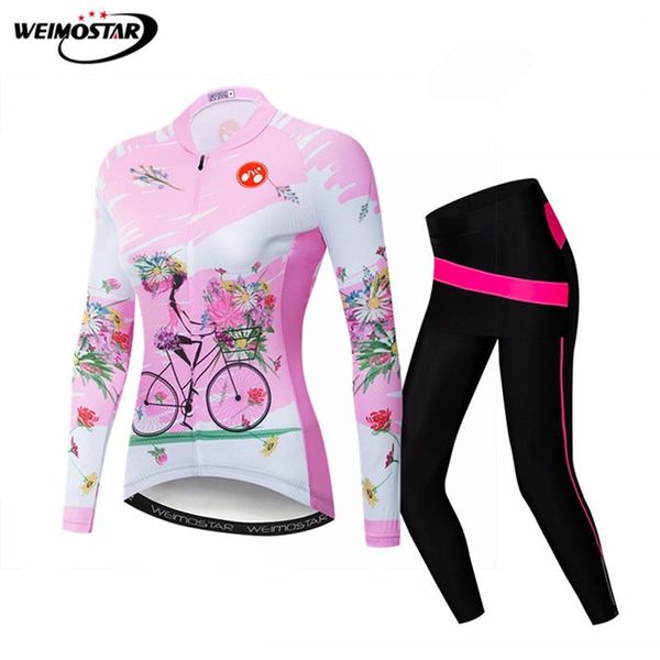 

weimostar autumn pink cycling clothing women team sport cycling jersey set mountain bike clothing quick dry bicycle jersey kit, Black;blue