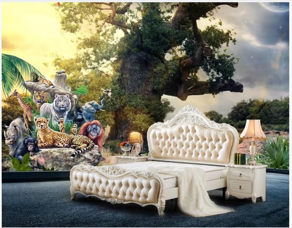 

custom p wallpaper for walls 3d murals wallpapers large cartoon forest woods tiger animal mural tv background wall papers home decor