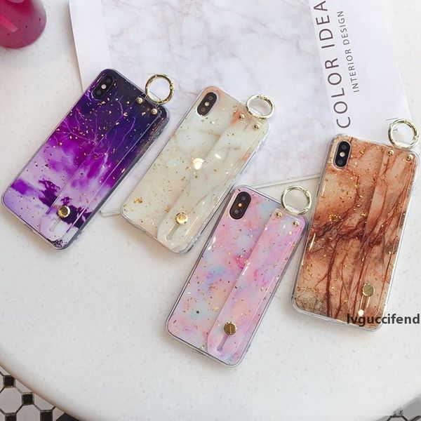

bling foil sequins granite marble texture phone cases for iphone 11 pro max 7 8 plus xs max xr x soft tpu kickstand cover wristband
