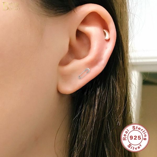 

other bokoal minimalism personality sterling 925 silver pin ear hook earrings inlaid crystal zircon women party wedding gift, Golden;silver