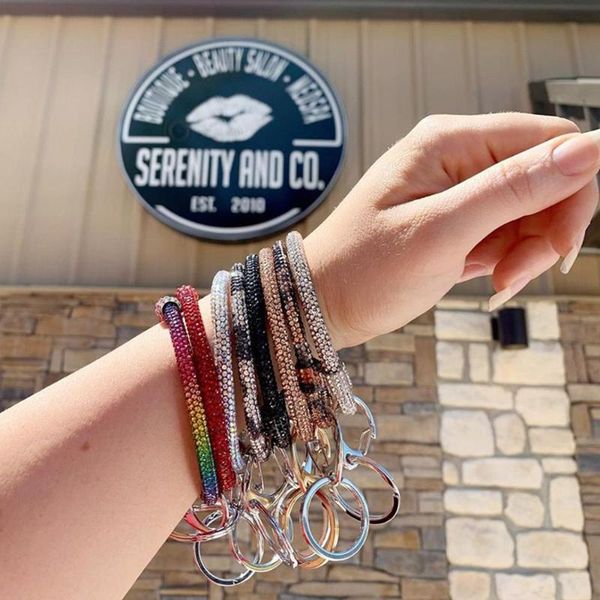 

ladyfirsy colorful crystal o keychain wristlet chic girl travel cars key statement bracelets for trendy jewelry wholesale, Black