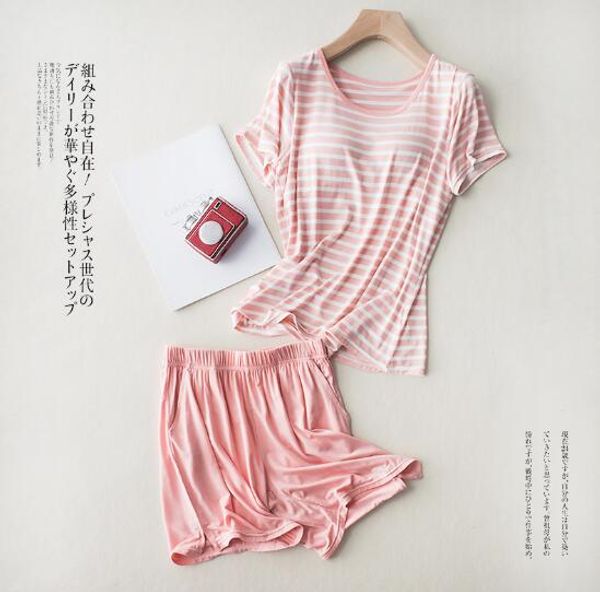 

pyjamas women short sleeve pajamas set cotton sleepwear pijama women's striped summer pajama good quality, Black;red