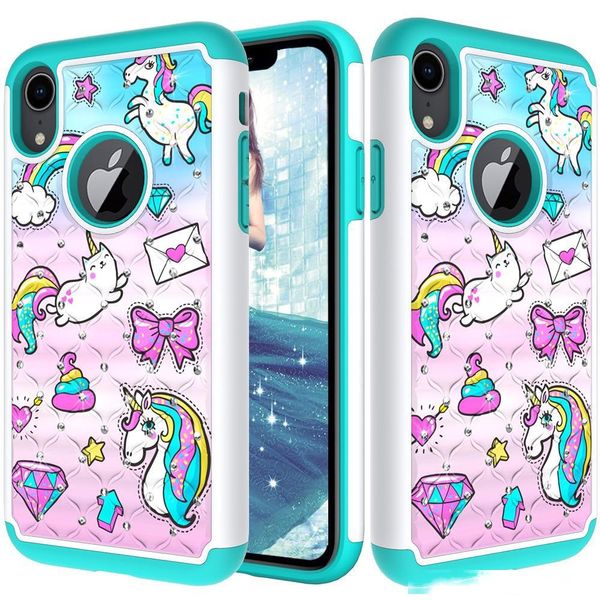 

for iphone xr case luxury diamond bling rhinestone case hard pc soft tpu dual layer hybrid protective cover for iphone xs max