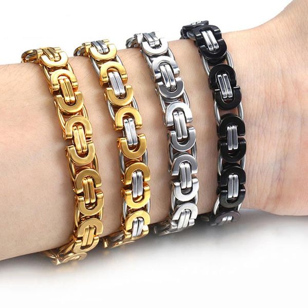 

stainless steel gold men hand chain bracelet male accessory charm strand bracelet hip hop rock wristband jewelry wholesale, Black