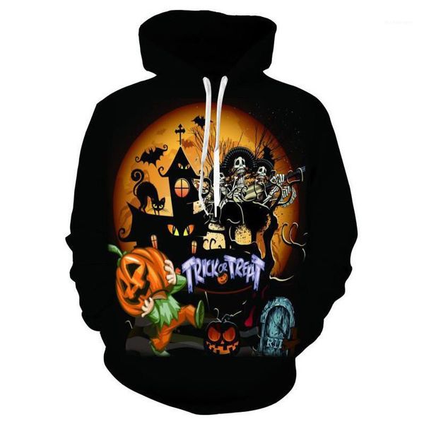 

halloween style 3d printed long sleeve hooded sweatshirts casual mens clothing autumn male designer hoodies loose, Black