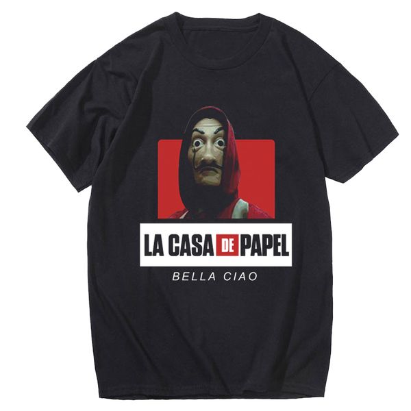 

мужчины дом бумаги черная черная t-shirtman забавного дизайн la casa de papel тенниска деньги heist тройники телесериал tshirts топ