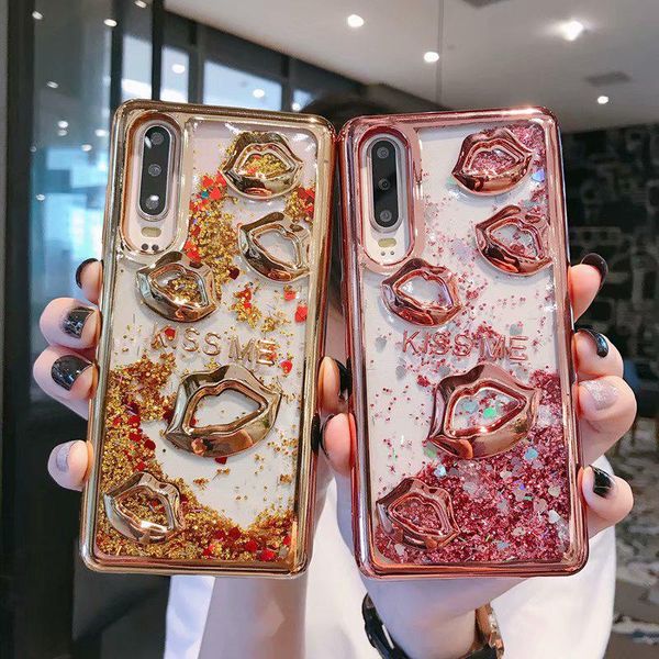

cgjxsselling 3d lips kiss me liquid quicksand soft tpu case for huawei p20 p30 lite p20 p30 plus samsung j2 j5 j7 prime j330 j530 j730