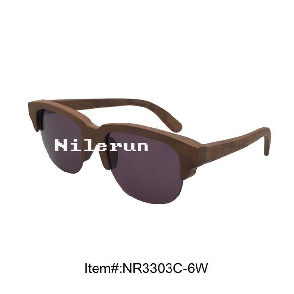

sunglasses walnut wood half frame, White;black