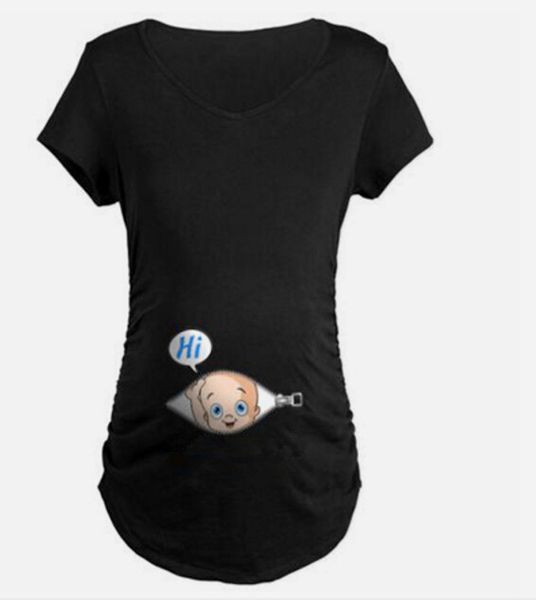 

new style summer maternity clothes women's short-sleeved t-shirt mid-length crew neck slimming fresh, White