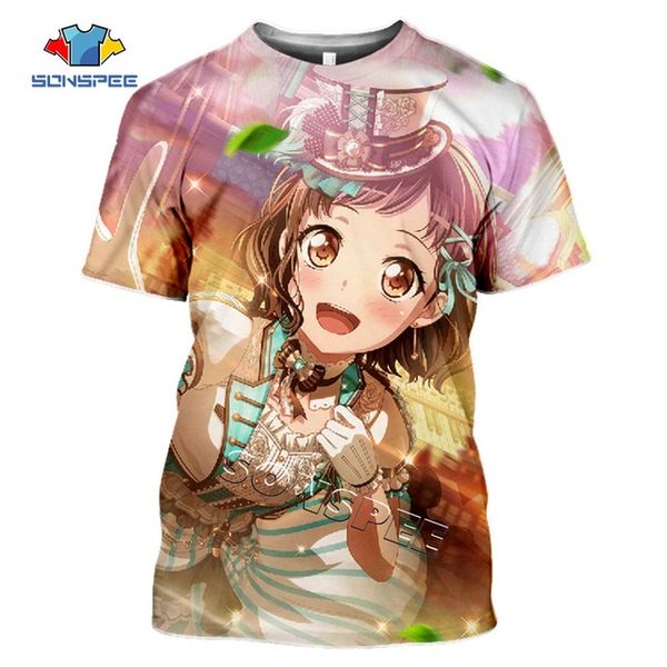 

anime cute girl bang dream summer 3d print shirts anime horror funny men clothing
