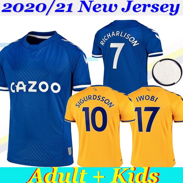 

20 21 everton soccer jersey sigurdsson richarlison andre gomes walcott 2020 2021 everton away yellow football shirts men blue uniforms, Black;yellow