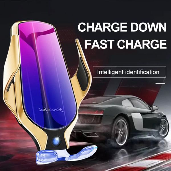 

car holder r1 wireless car charger automatic clamping for iphone android air vent phone holder 360 degree rotation 10w fast charge dhl free