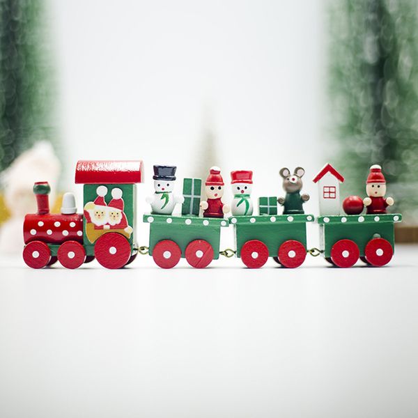 

festival craft christmas ornaments holiday small train deskwooden painted