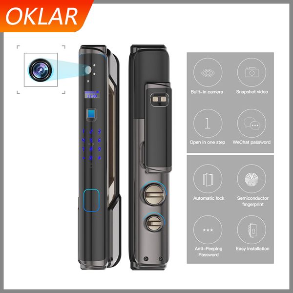 

oklar smart electronic facial recognition lock fingerprint door lock intelligent biometric with password ic card for home