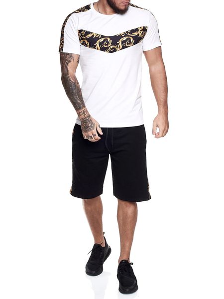 

2020 summer mens tracksuits running sport casual tees+shorts similar leopard print male fashion outfits boy short sleeve crew neck suits, Gray