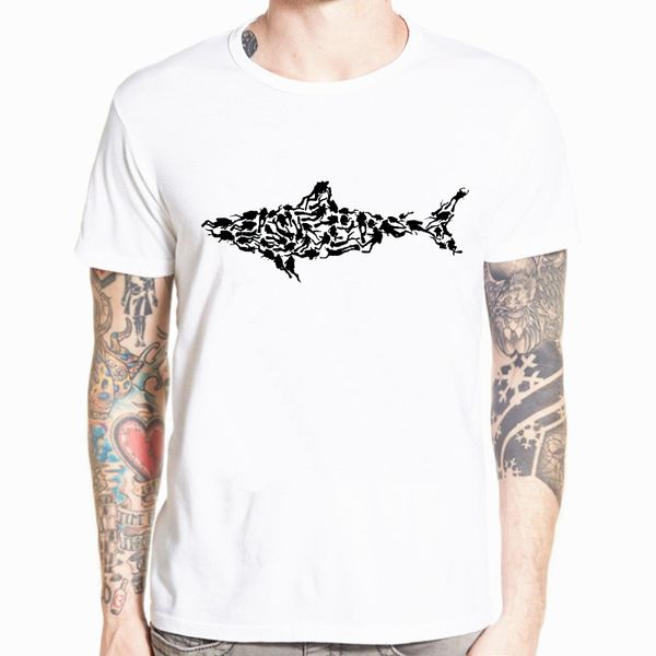 

shark scuba diver t-shirt tee divinger dive funny birthday gift present for him men t shirt short sleeve modal streetwear