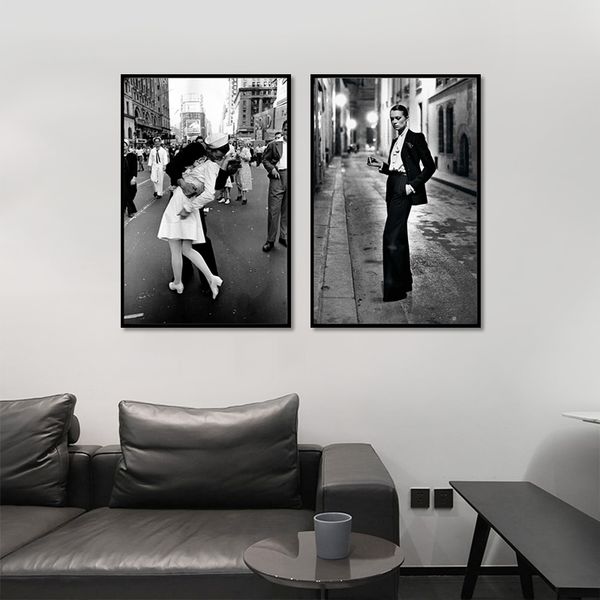 

decoración del hogar pintura retro nuevo york street amante pared arte moda nórdica figura fondo de lona colgar la imagen sin marco