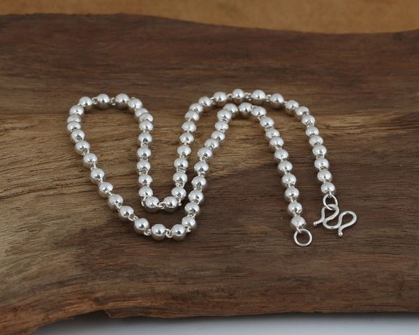 

925 sterling silver necklace 5mm thick fine big bead charm chains necklace christmas gifts for women men