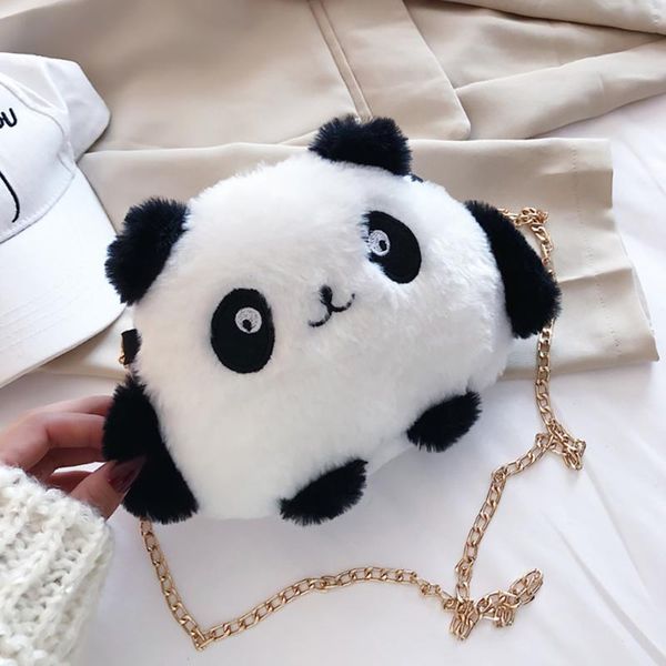 

мультфильм panda сумка плеча женщин симпатичный плюшевый цепи crossbody сумки мода женский посланника пакет