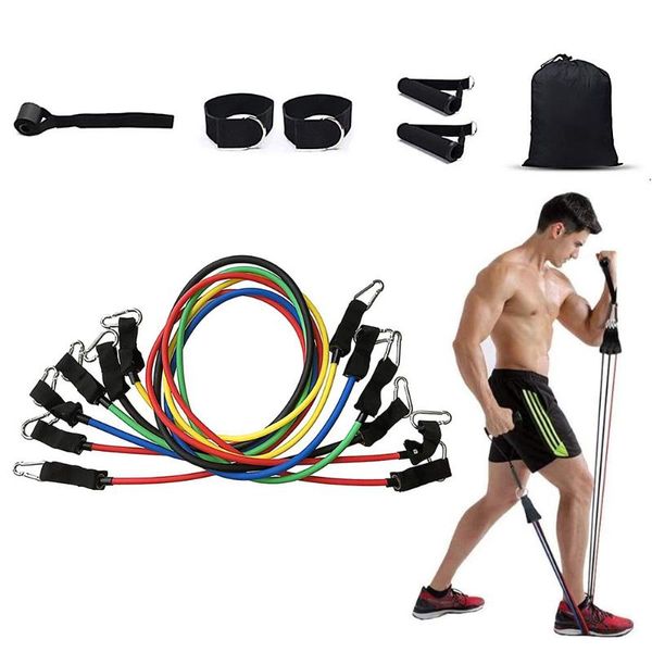 

resistance bands elastic band with bag door buckle 12pcs exercise pull rope ankle ring multi-function equipment for