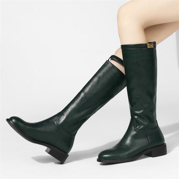 

winter boots thick women's mid-leather boots casual solid color round toe mid-heel shoes women's shoes retro, Black