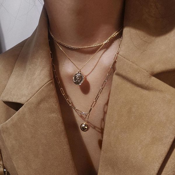 

s1635 fashion jewelry multilayer chain necklace metal pendant necklace, Silver