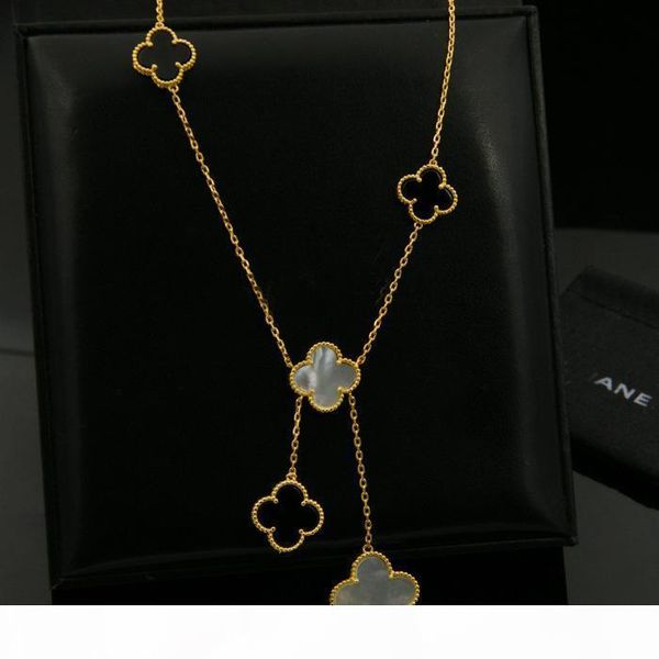 

2019 316l stainless steel gold plated white agate black flower lover necklace gold fine natural red agate jewelry women, Silver