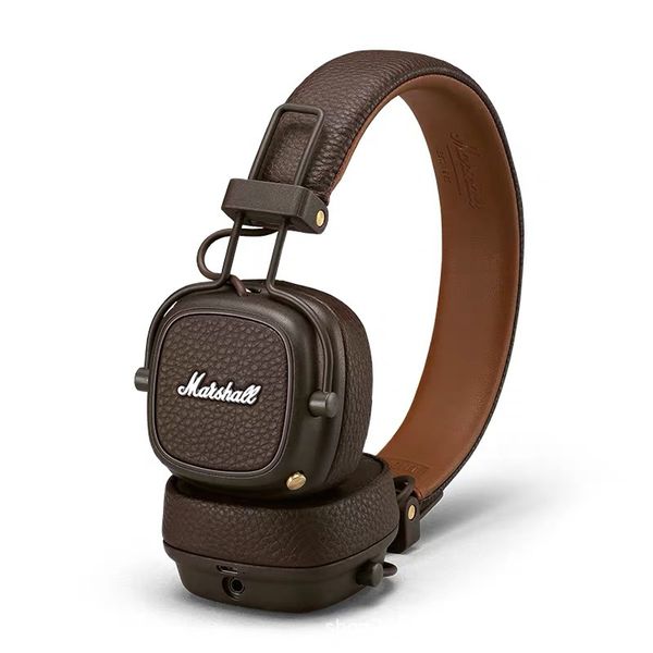 

marshall wireless micphone headphones iii headset folding mp3 wireless earphones with portable player bluetooth usdga, Brown;gray