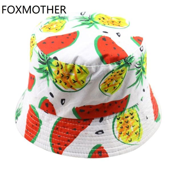 

foxmother pineapple new cute hat white fruit watermelon bucket 2019 women summer korea nkjls outdoors2009, Black;white
