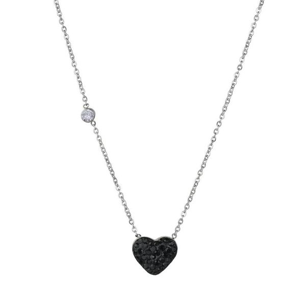 

luxury full cz heart pendant necklace gold silver color stainless steel choker necklace for women jewelry collier femme 2020