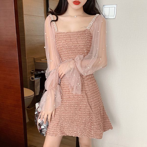 

casual dresses beauty charming sweetheart long sleeve tulle short 2021 party prom gowns vestidos de gala, Black;gray