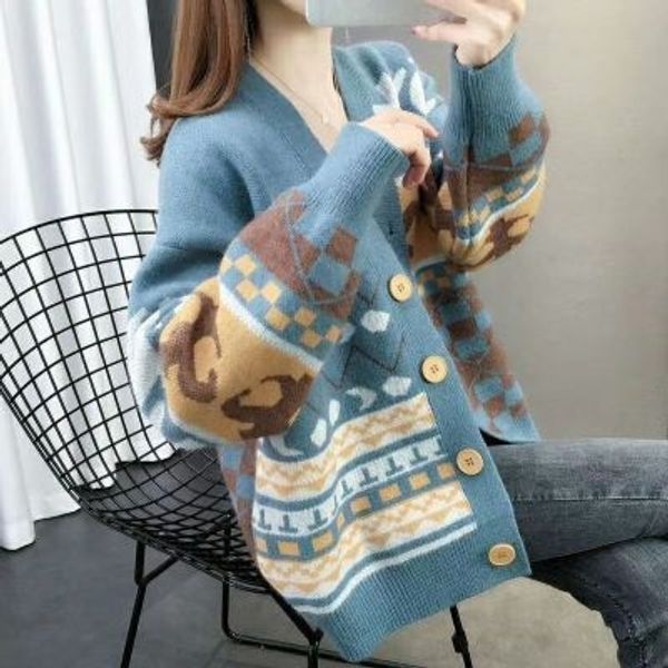 

women's coat spring and autumn 2020 new coat sweater women's short loose thin sweater knitted cardigan ins fashion m0xoi, White;black