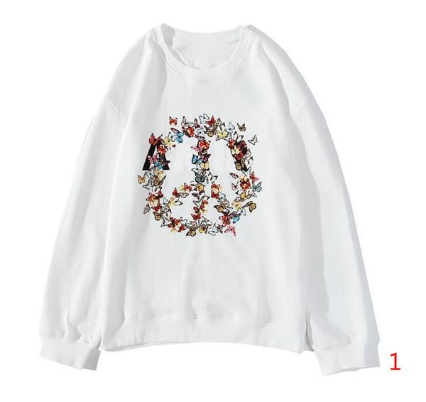 

20fw mens women hoodies with letters spring autumn men sweatshirts butterflies print casual sweaters hoodie men clothing size m to 2xl, Black