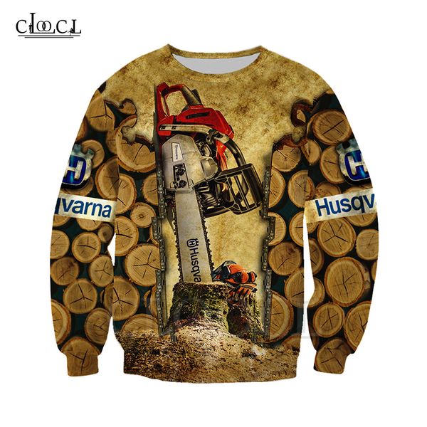 

cloocl новые удивительные chainsaw толстовки толстовка zipper coat 3d печать crewneck пуловер мужчины женщины повседневная tops с длинным ру, Black