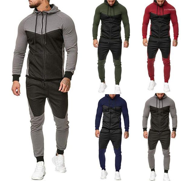 

suits designer mens panelled tracksuits fashion plus size hoodies 2pcs sets mens casual long sleeve sports, Gray