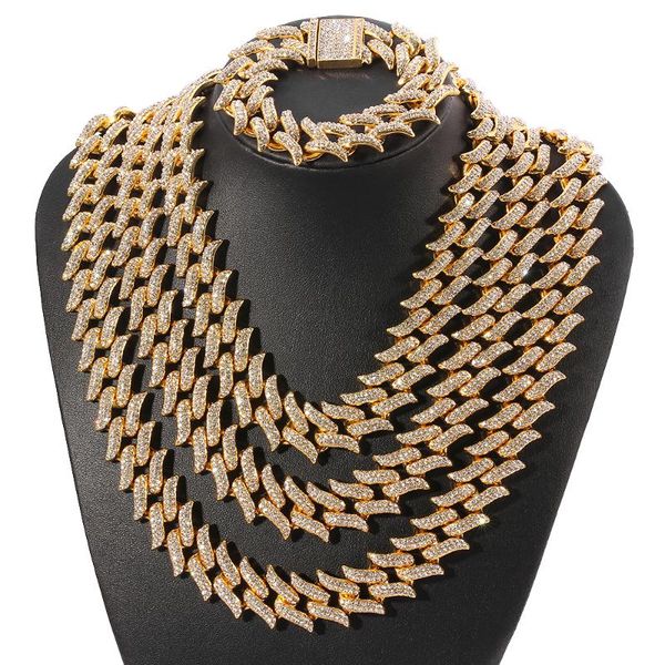 

wholesale hip hop rhombic cuban choker chain necklace muti-size iced out link chain jewelry vintage men's rapper accessories, Silver