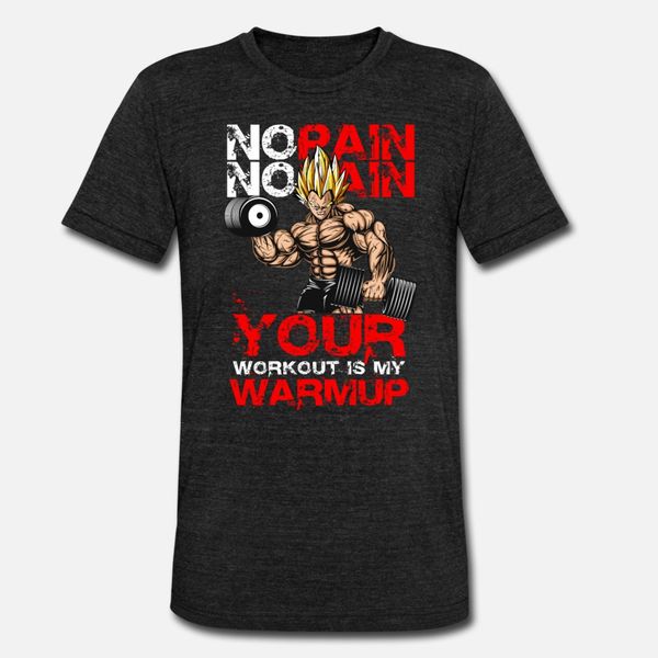

super saiyan no pain your workout is my warmup t shirt men create short sleeve crew neck costume famous funny casual summer trend shirt